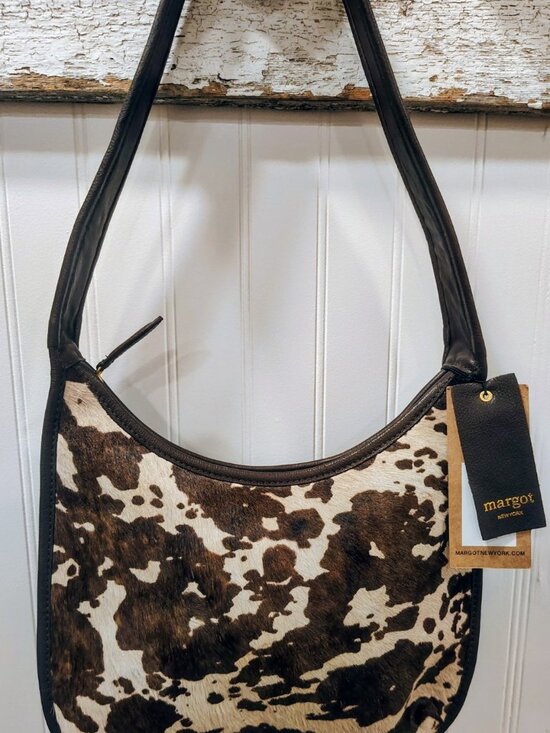 Margot Handbags - Margot New York Black Leather Hobo Bag With Cowhide NWT, $178